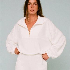 Gil Rodriguez Diana Terry Half-Zip Sweatshirt White Size XSmall Cropped B153